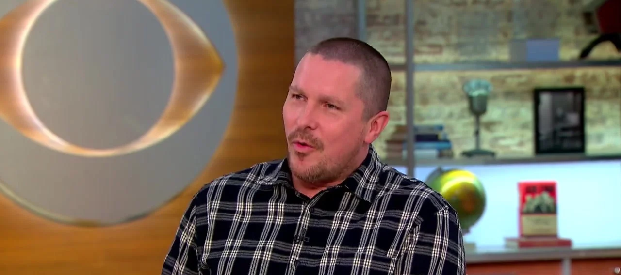 Christian Bale, bald and mid-gain for Vice, on CBS This Morning, December 2017