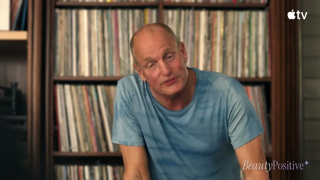 Woody among the records: the TV version of a man who moved his family to a friend's ranch.