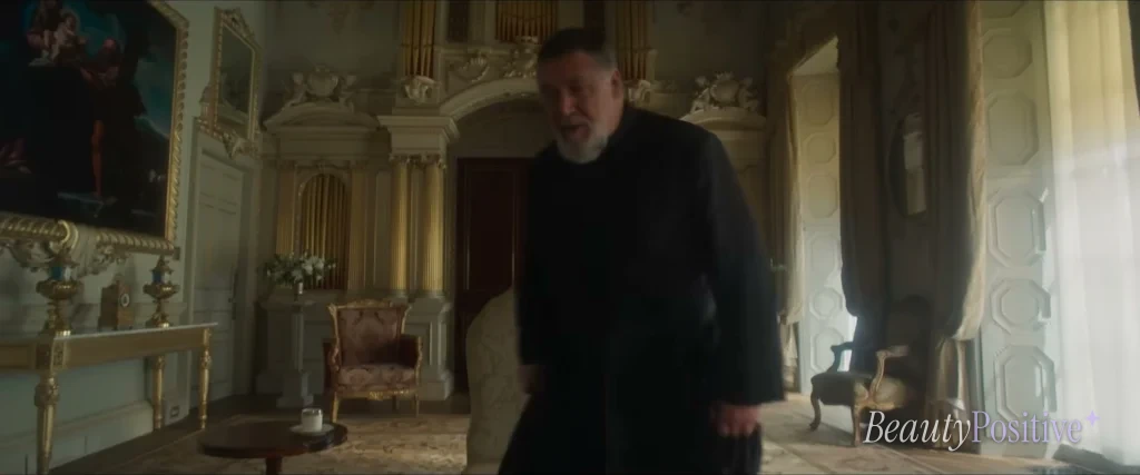 Crowe as Father Gabriele Amorth in The Pope's Exorcist.
