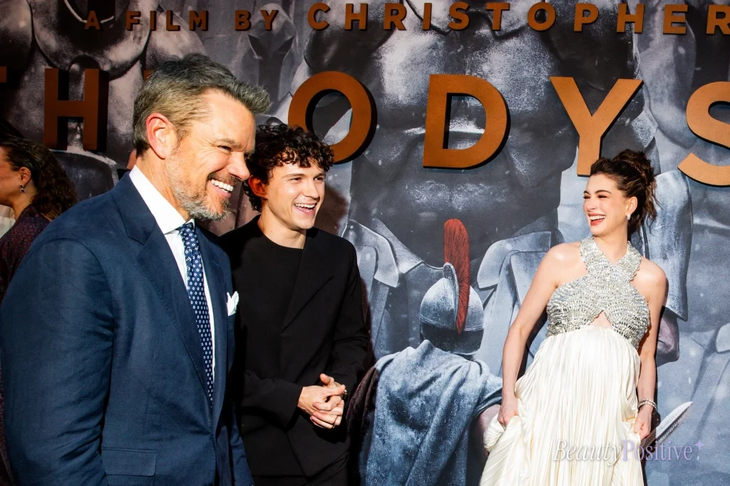 Holland, Christopher Nolan and Zendaya at The Odyssey premiere, from Holland's Instagram.