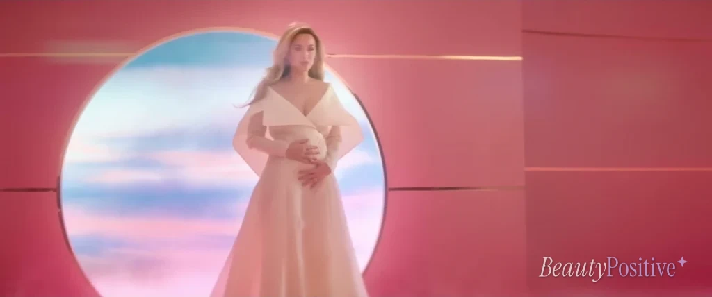 The last shot of Never Worn White: a wedding song that doubled as a pregnancy reveal.