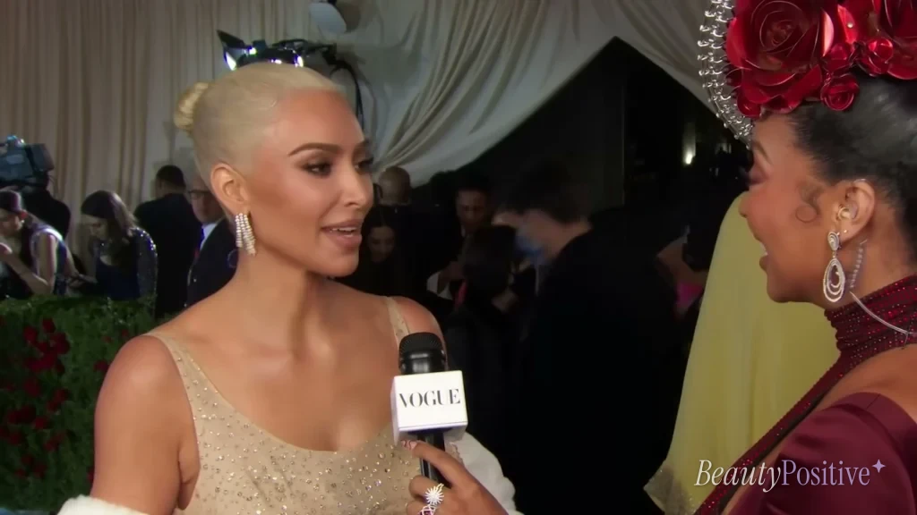 In the Marilyn dress on the Met Gala carpet, May 2, 2022, as filmed by Vogue.